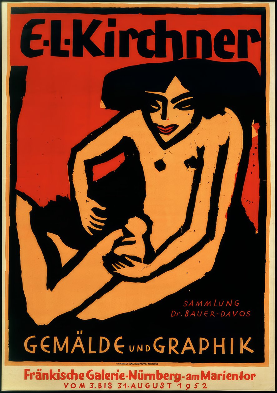 Juliste näyttelyyn E.L.K., Fränkische Galerie, Nürnberg, 1952 tekijältä Ernst Ludwig Kirchner