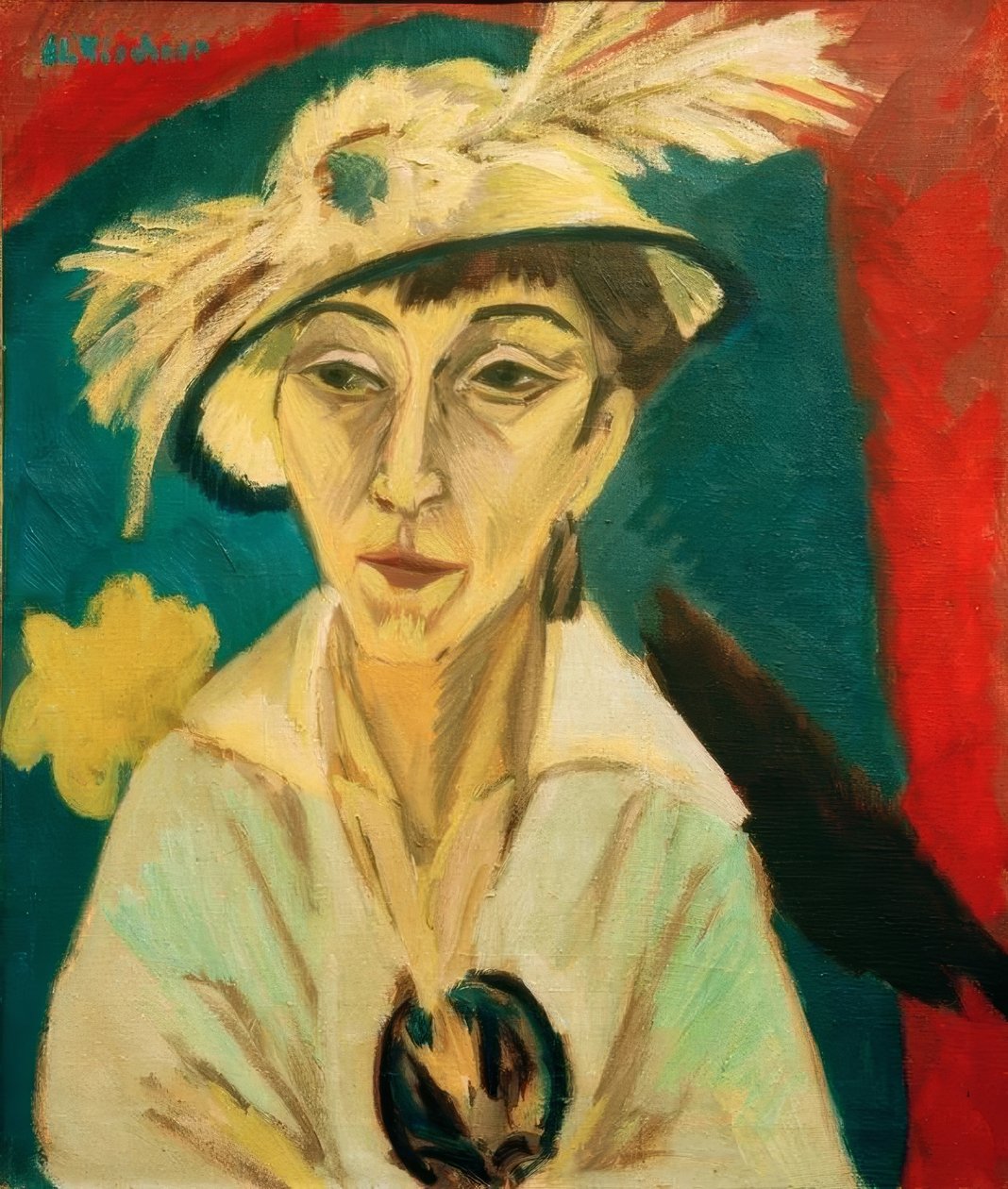 Muotokuva Erna Schilling (Sairas nainen, hattupäinen nainen) tekijältä Ernst Ludwig Kirchner