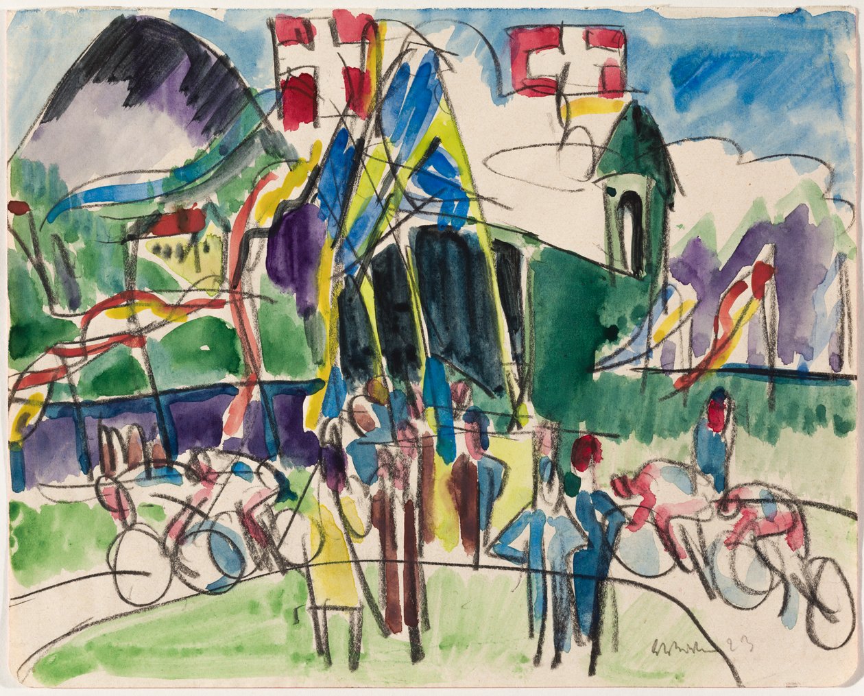 pyöräilykilpailu tekijältä Ernst Ludwig Kirchner