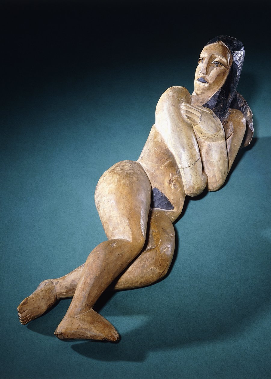 makuuasentoon alaston; Makaava, noin 1911-1912 tekijältä Ernst Ludwig Kirchner
