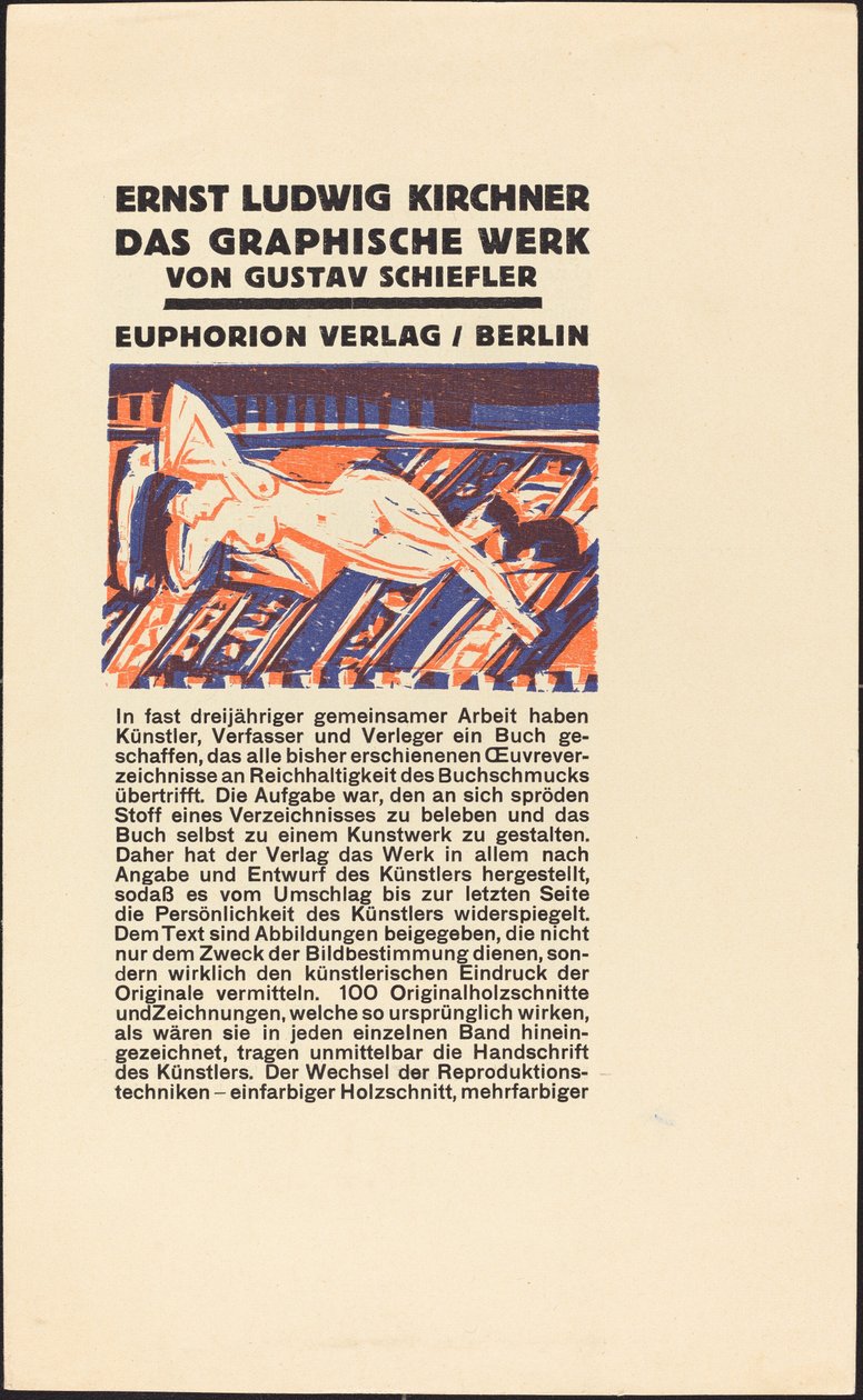 Makaava alaston kissan kanssa (kuva Ernst Ludwig Kirchnerille: Das Graphisches Werk) tekijältä Ernst Ludwig Kirchner