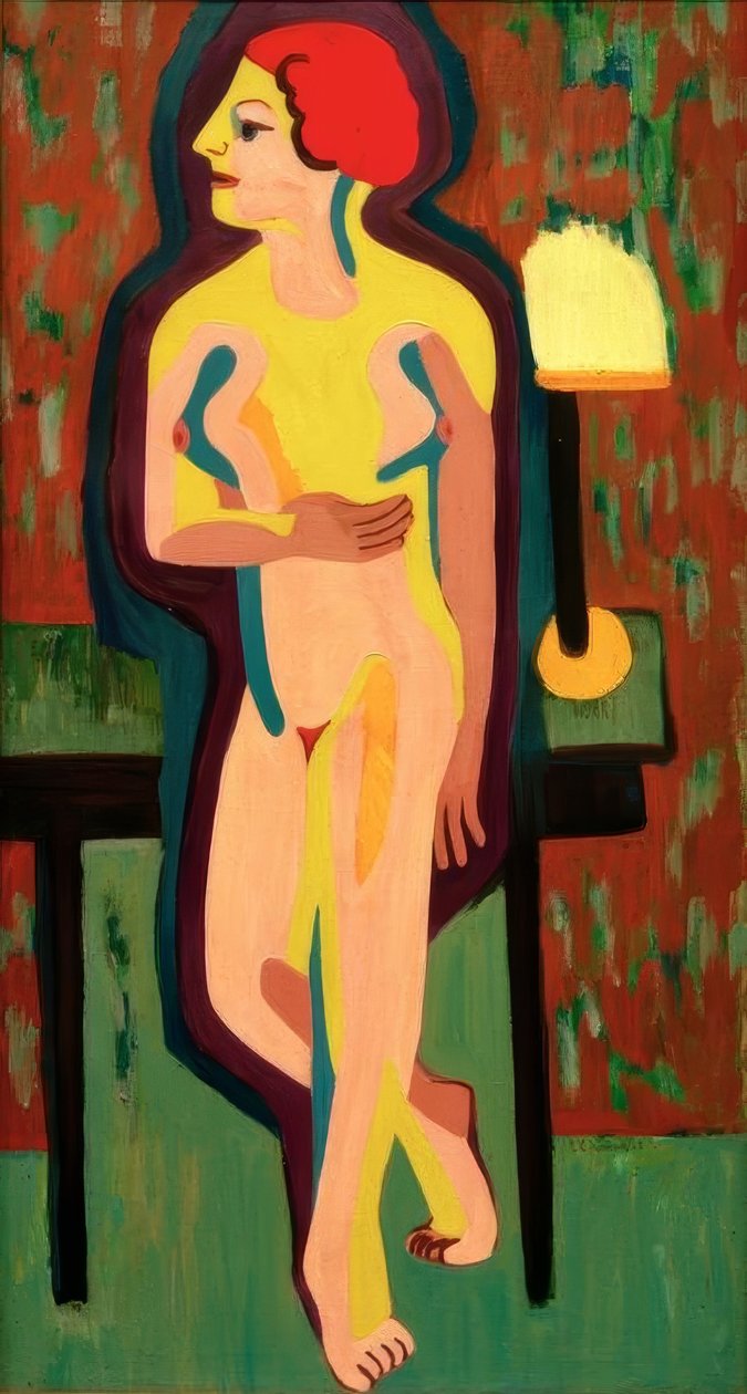 Punatukkainen alaston nainen tekijältä Ernst Ludwig Kirchner