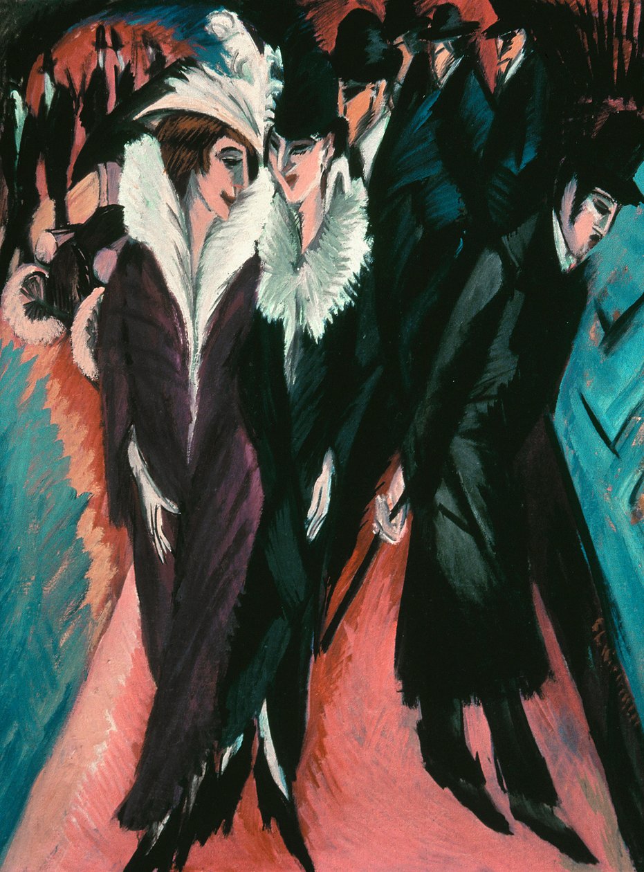 Rue, Berliini - Street, Berliini - Peinture de Ernst Ludwig Kirchner (1880-1938) - 1913 - Öljy kankaalle - 120,6x91,1 - Museum of Modern Art, New York - tekijältä Ernst Ludwig Kirchner