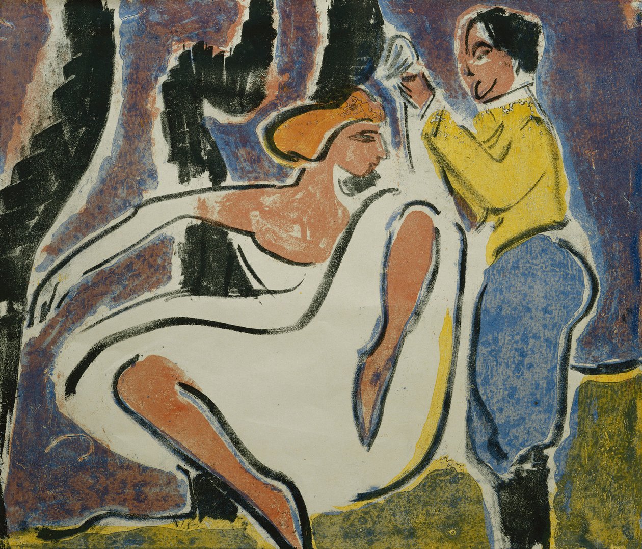 Venäläinen pari tanssi; Venäläinen tanssipari, 1909 tekijältä Ernst Ludwig Kirchner
