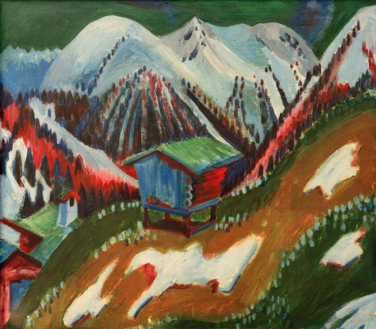 Sulava lumi. Vuoristomaisema alppimajalla tekijältä Ernst Ludwig Kirchner