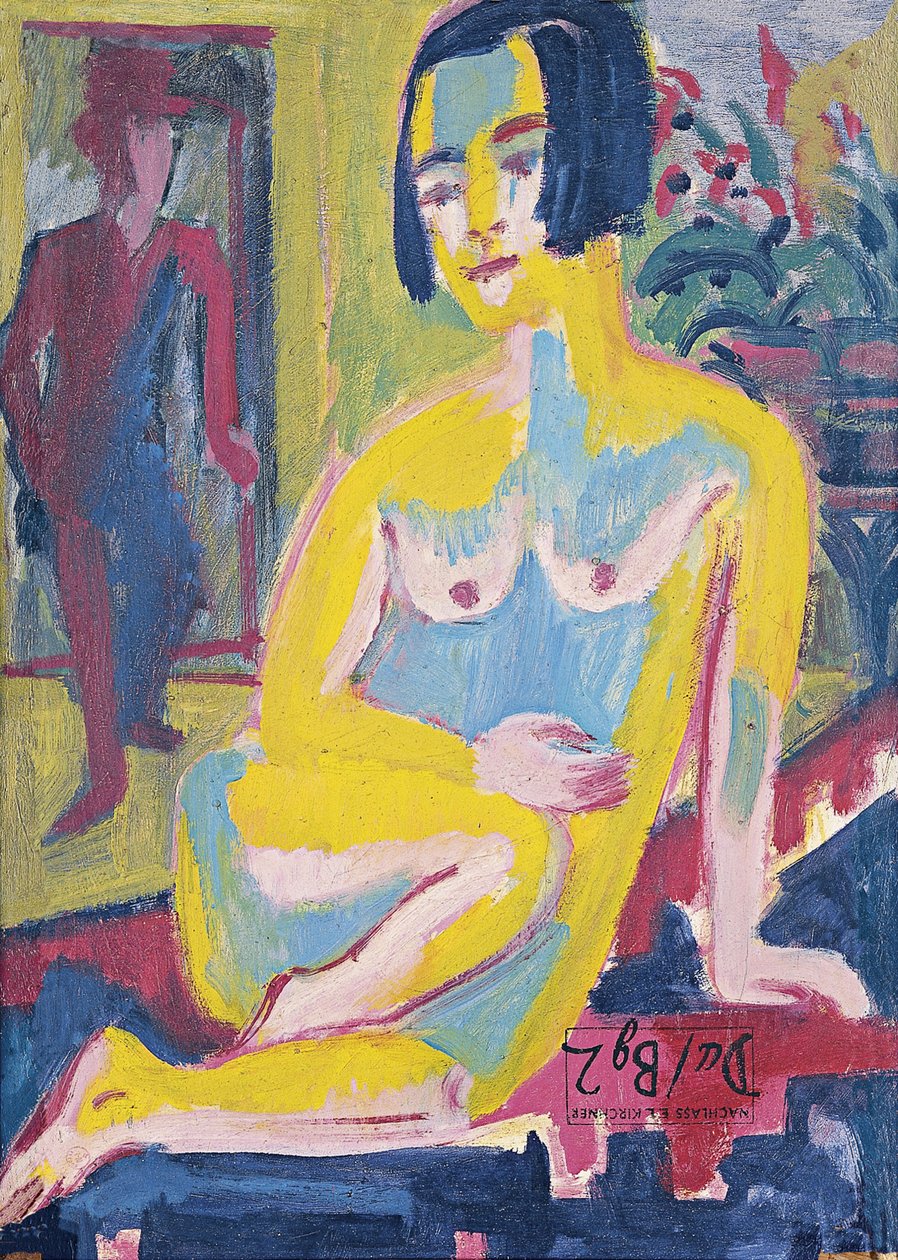 Istuva nainen alaston. Tutkimus, noin 1921-1923 tekijältä Ernst Ludwig Kirchner