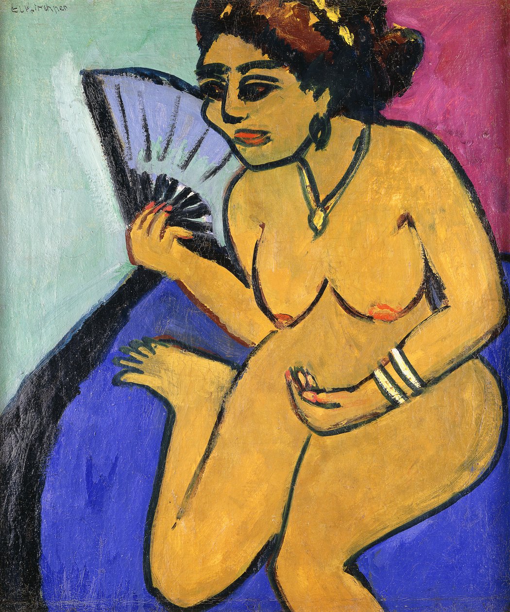 Istuva alaston tuuletin; Istuva alaston tuuletin, 1910-11 tekijältä Ernst Ludwig Kirchner