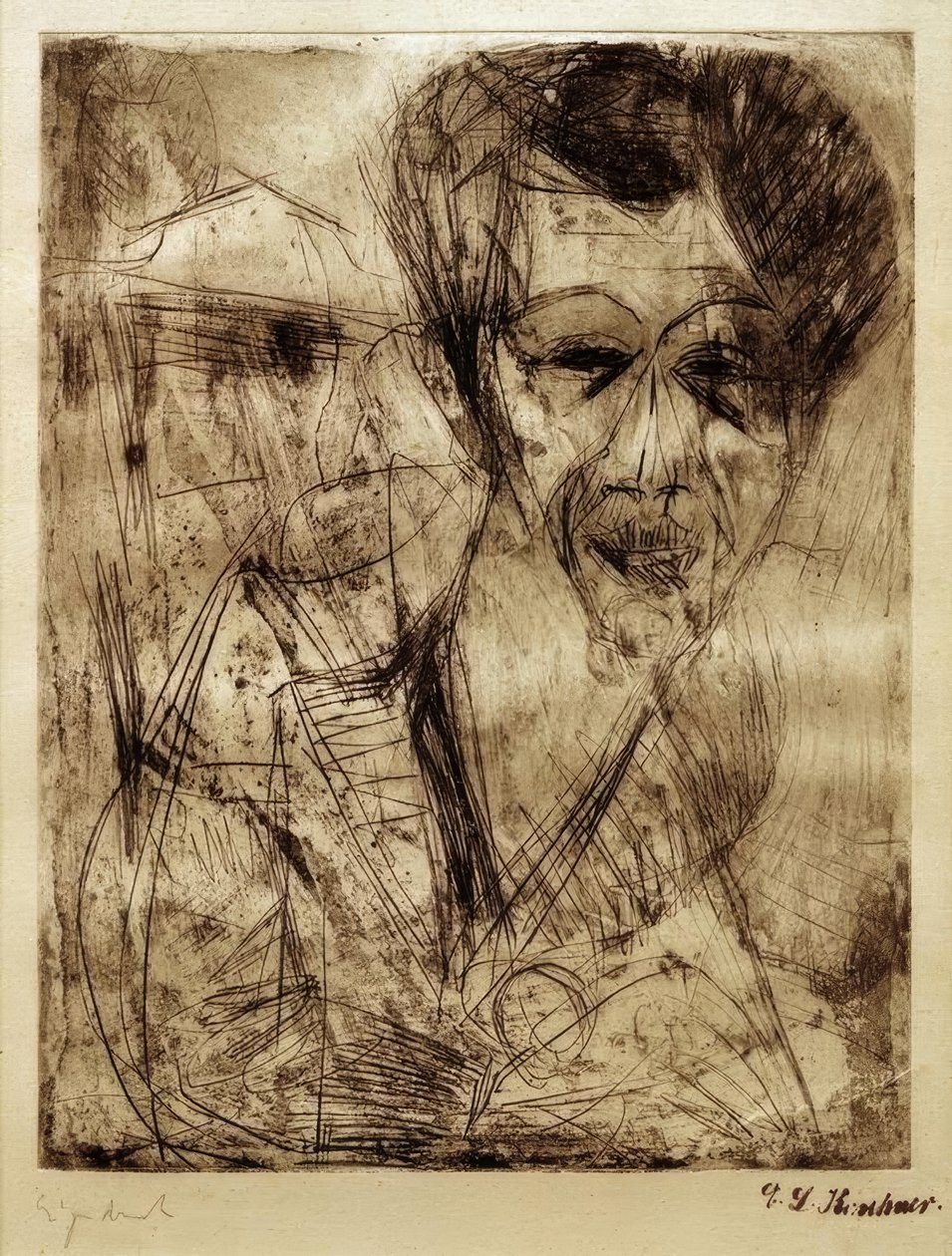 Omakuva (piirustus) tekijältä Ernst Ludwig Kirchner