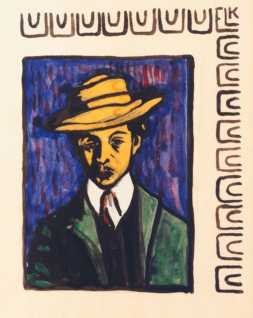 Omakuva hattu päässä tekijältä Ernst Ludwig Kirchner