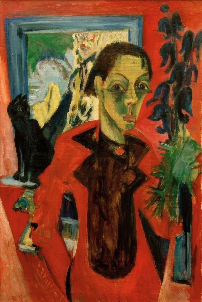 Omakuva kissan kanssa tekijältä Ernst Ludwig Kirchner