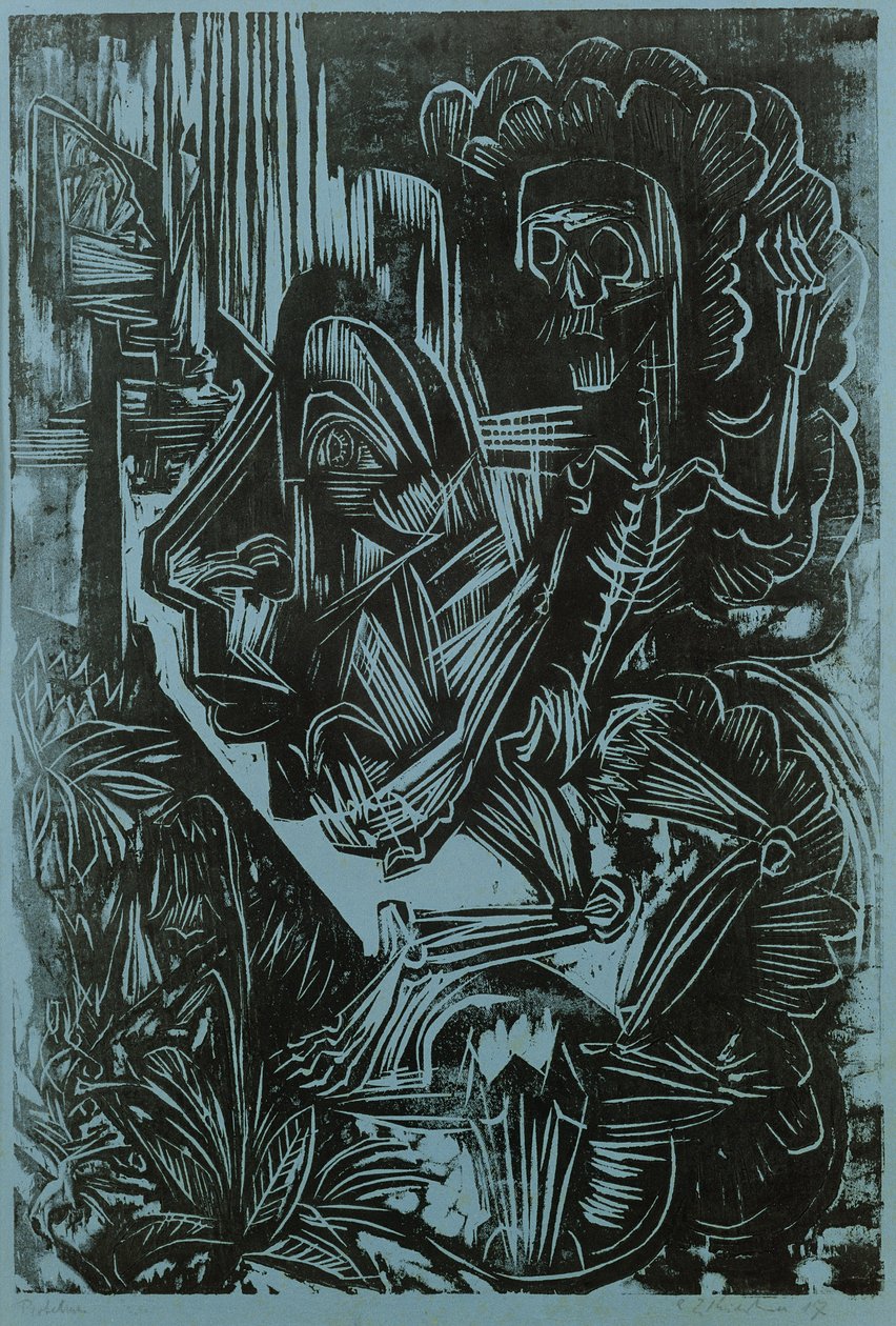 Omakuva kuolematanssilla, 1917 tekijältä Ernst Ludwig Kirchner
