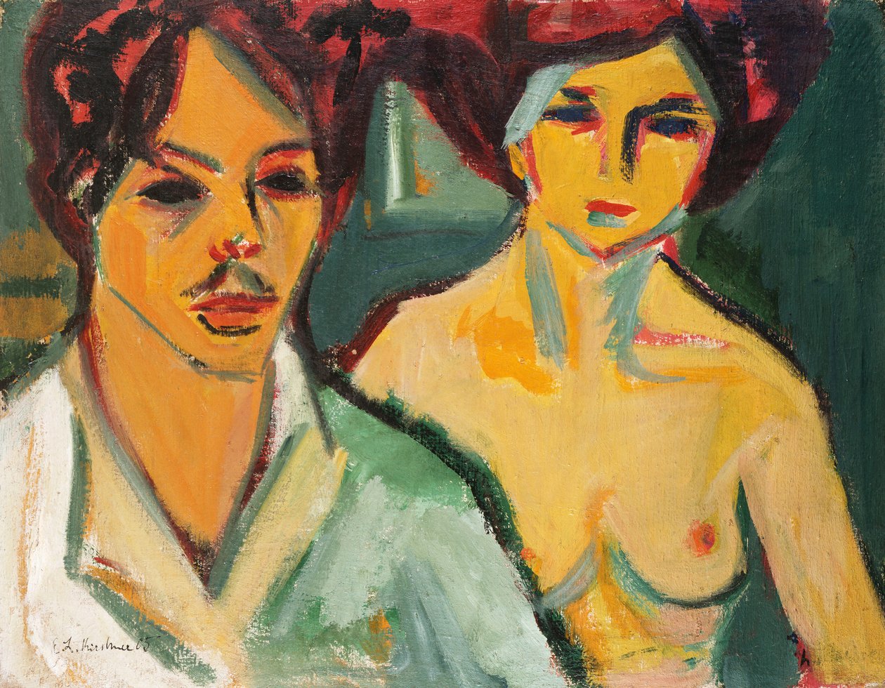 Omakuva mallin kanssa, 1905 tekijältä Ernst Ludwig Kirchner