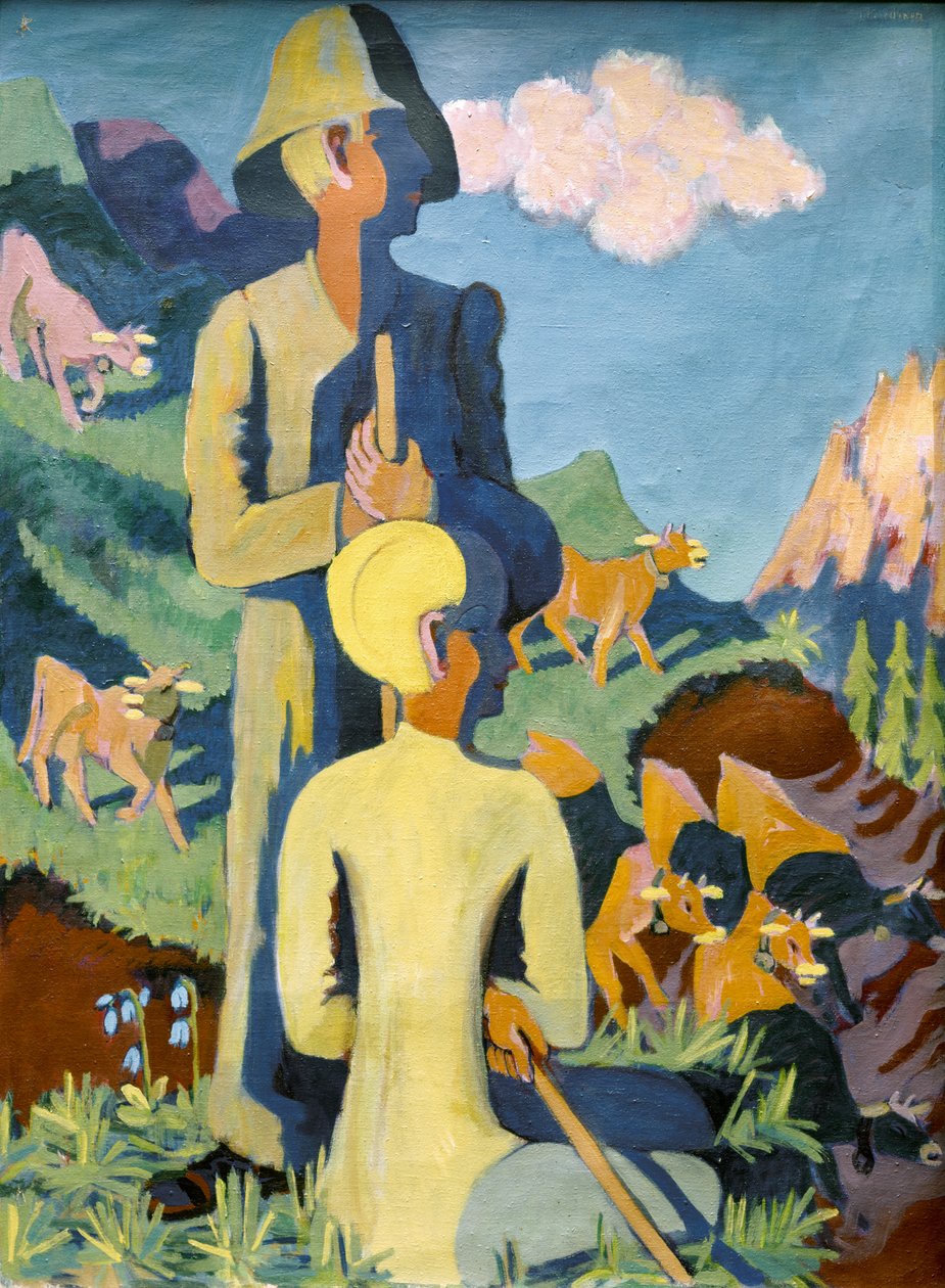 Paimenet illalla. 1937. (öljy kankaalle) tekijältä Ernst Ludwig Kirchner