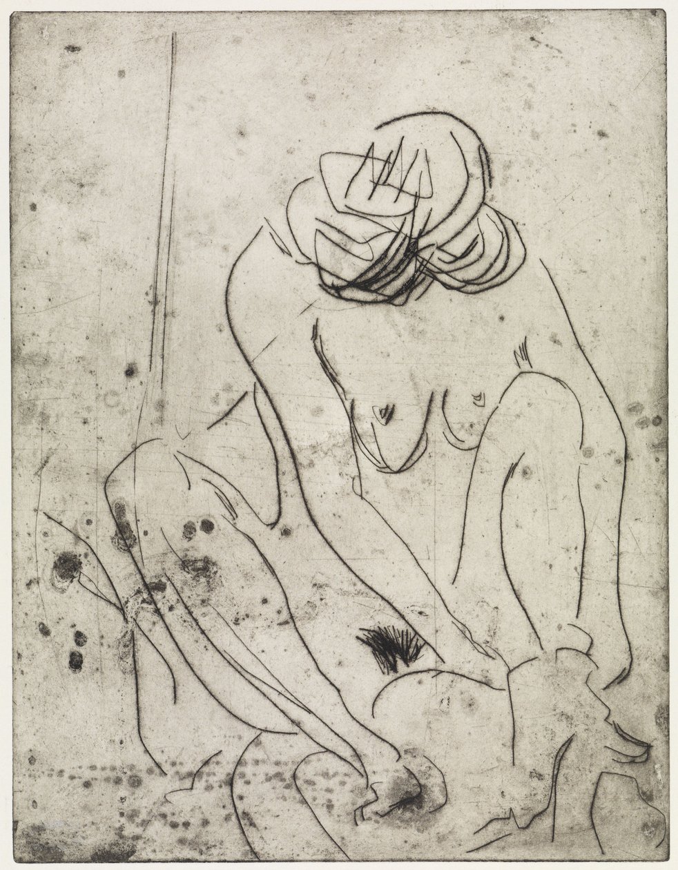 Kuivautuva tyttö / Kaksi kylpevää naista tekijältä Ernst Ludwig Kirchner