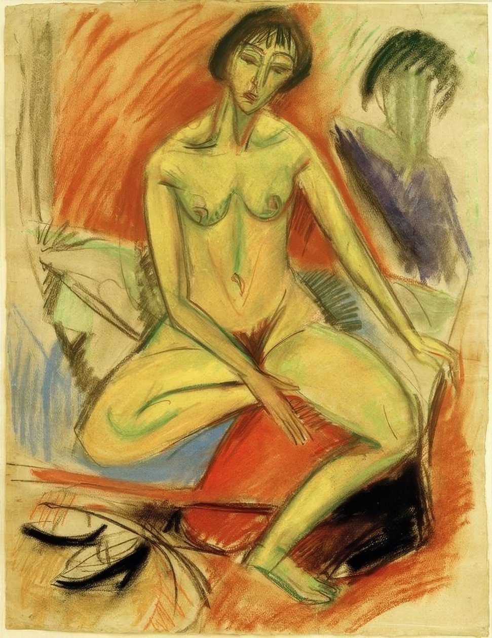 Istuva nainen alasti tekijältä Ernst Ludwig Kirchner