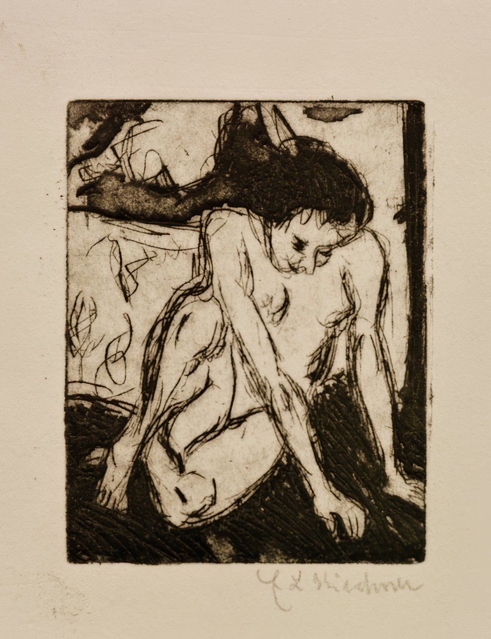 Istuva alaston tyttö tekijältä Ernst Ludwig Kirchner