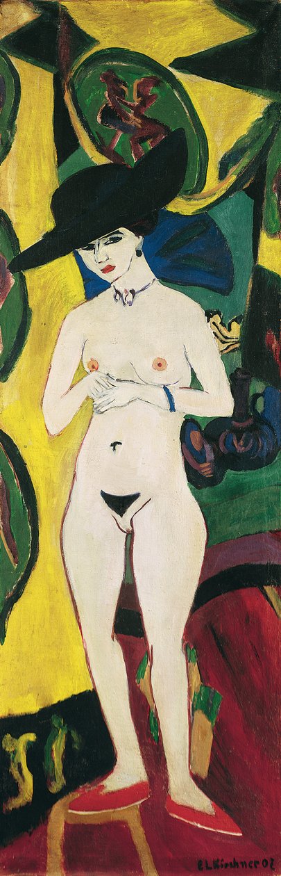 Seisova alaston hattu tekijältä Ernst Ludwig Kirchner