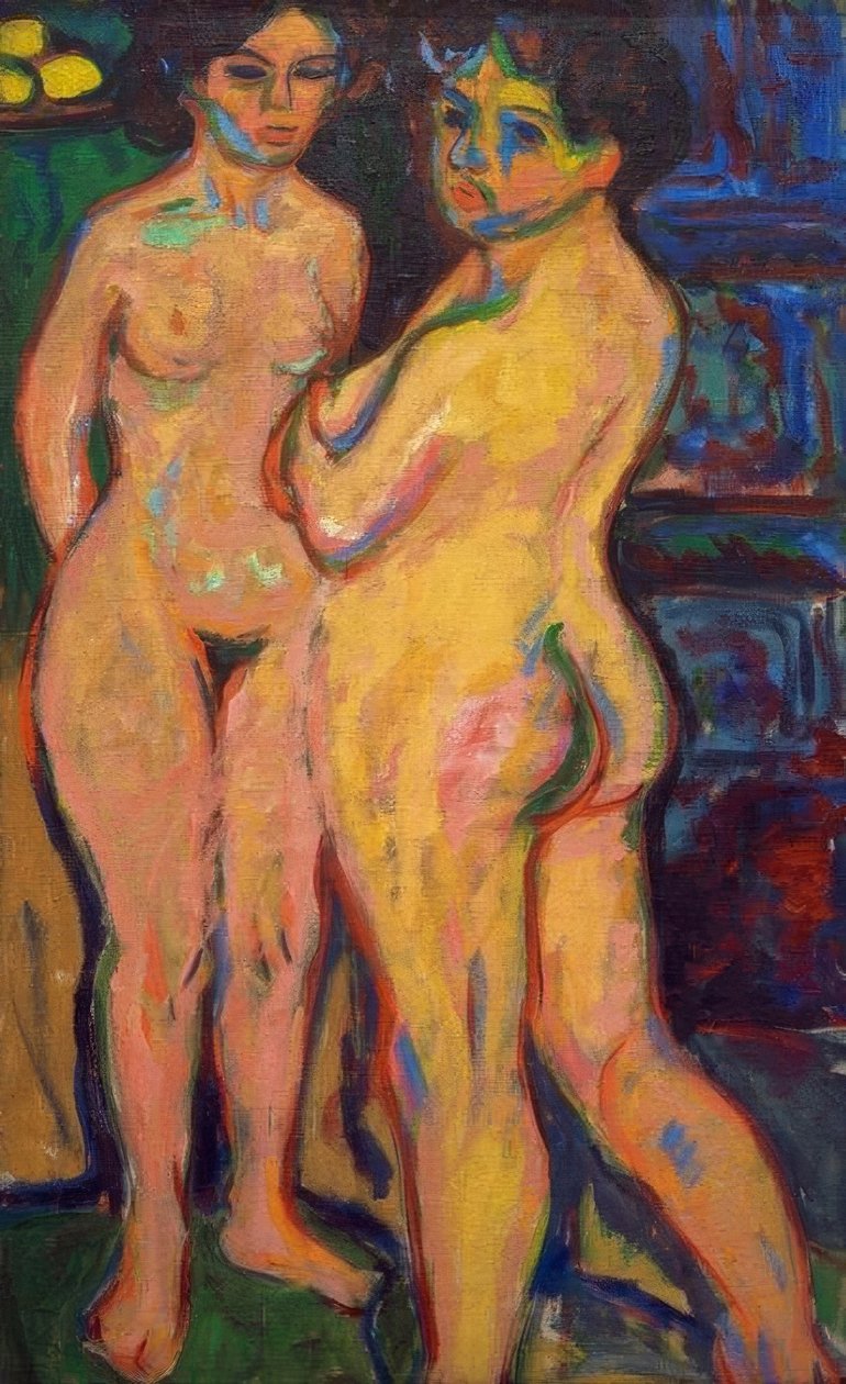 Stehende nackte Mädchen am Ofen tekijältä Ernst Ludwig Kirchner