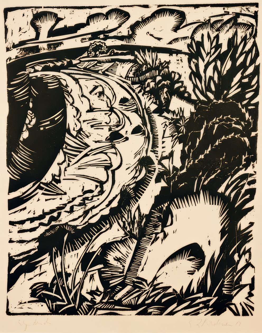 Jyrkkä rannikko pyöreällä lahtilla tekijältä Ernst Ludwig Kirchner