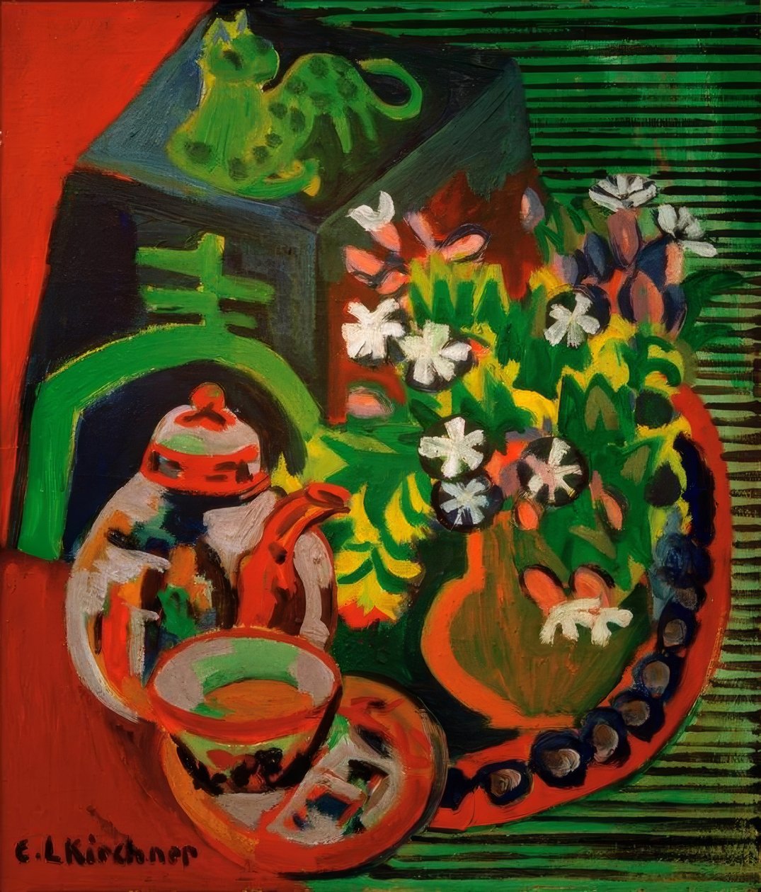 Asetelma kiinalaisella posliinilla tekijältä Ernst Ludwig Kirchner