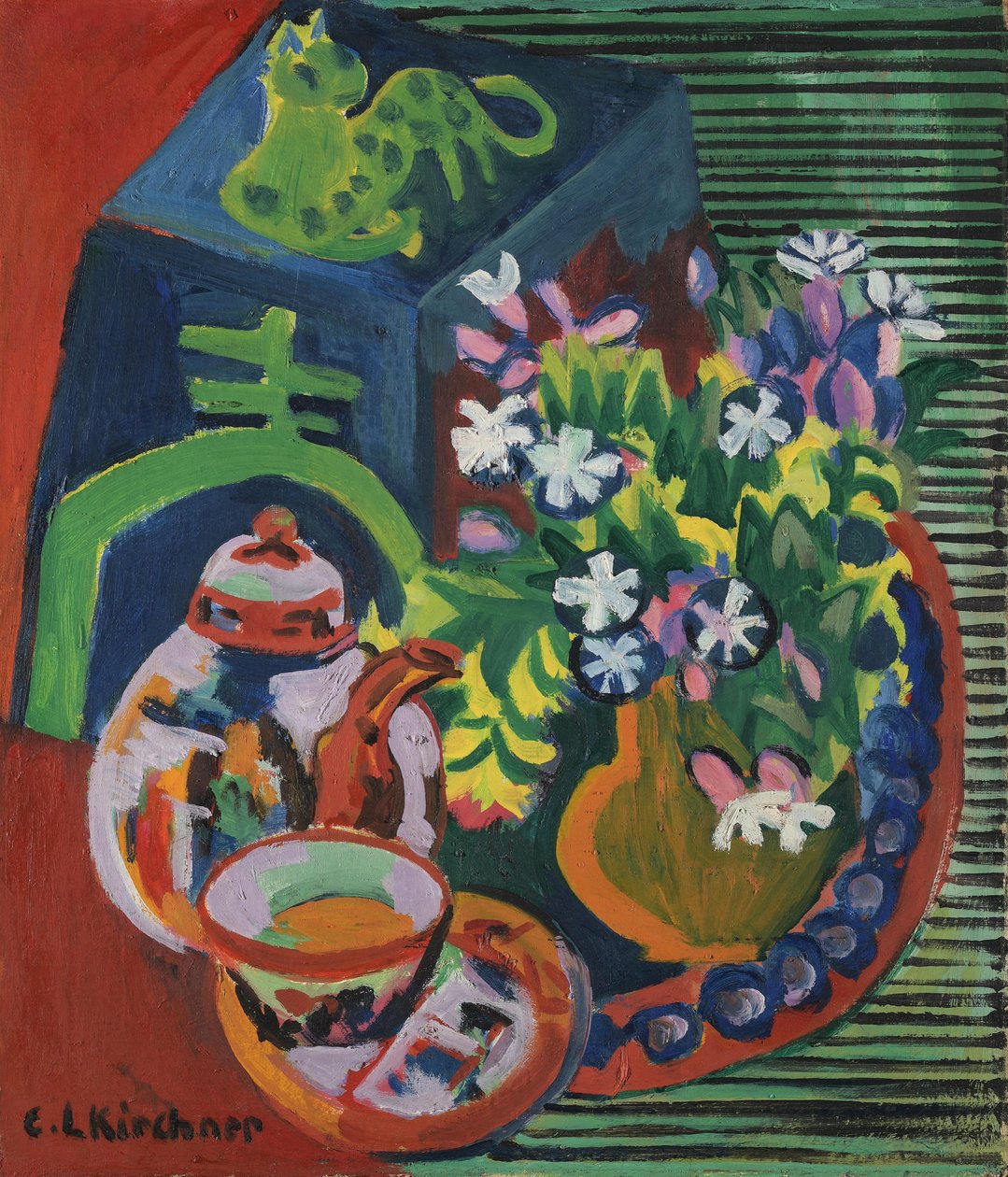 Asetelma, jossa on kiinalaista posliinia tekijältä Ernst Ludwig Kirchner