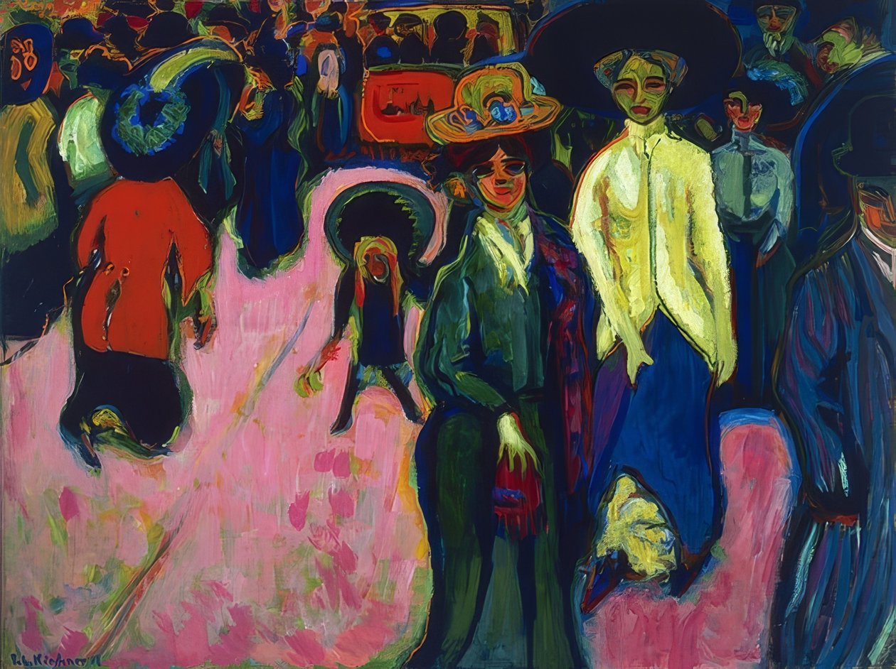 Katu Dresdenissä. 1908 (tarkistettu 1919, vuodelta 1907) tekijältä Ernst Ludwig Kirchner