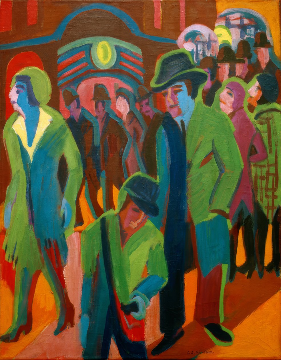 Katu, jossa ohikulkijat yövaloissa tekijältä Ernst Ludwig Kirchner