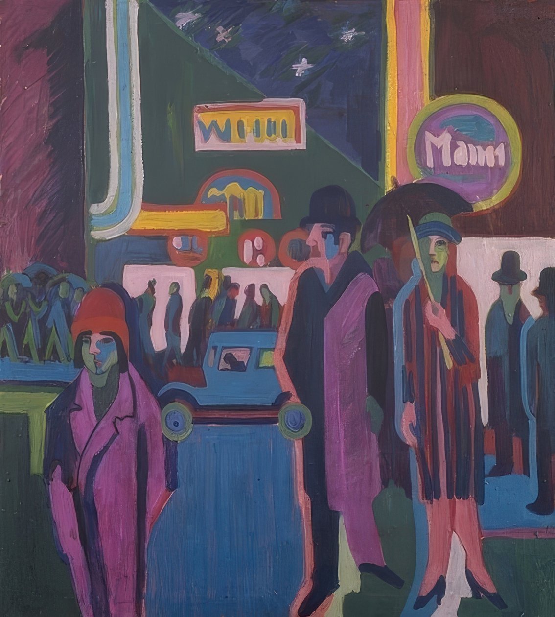 Katukuva yöllä. 1925 tekijältä Ernst Ludwig Kirchner