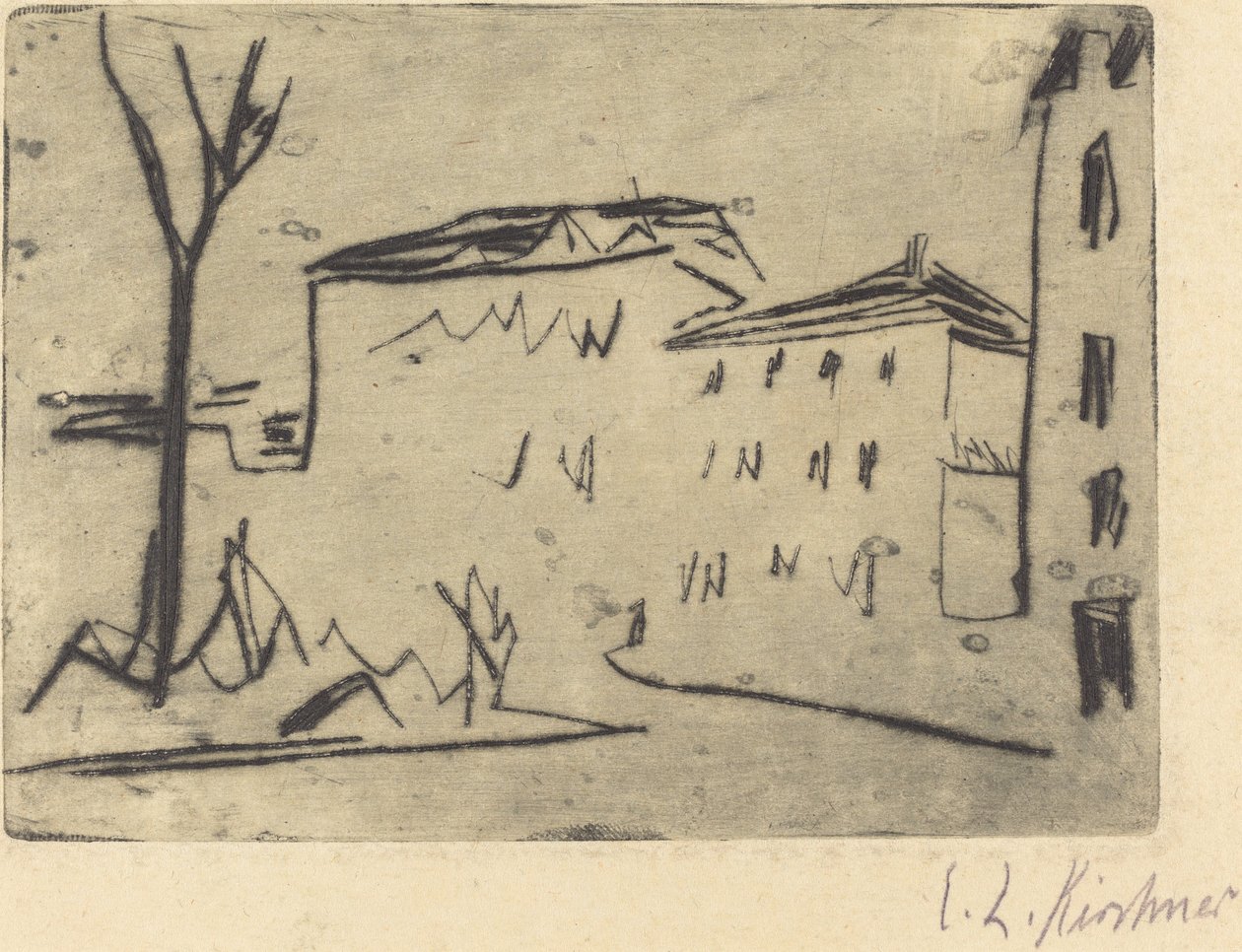 Street Corner Dresdenissä (Strassenecke Dresden) tekijältä Ernst Ludwig Kirchner