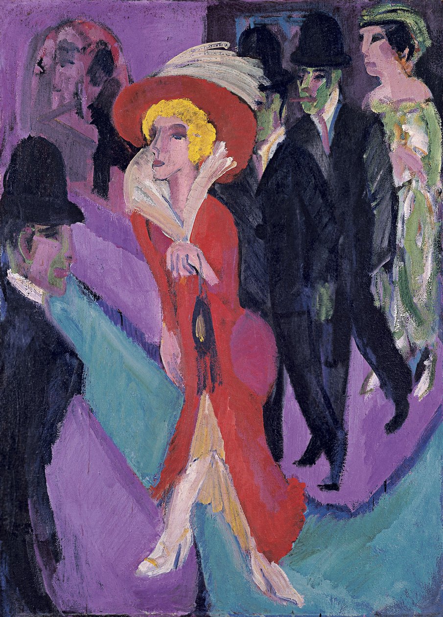 Street With Red Streetwalker, 1914-1925 tekijältä Ernst Ludwig Kirchner