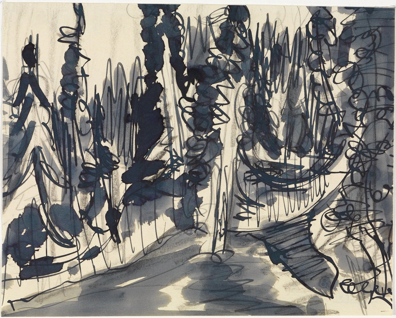 Kuusimetsä (vuoristometsätutkielma) tekijältä Ernst Ludwig Kirchner