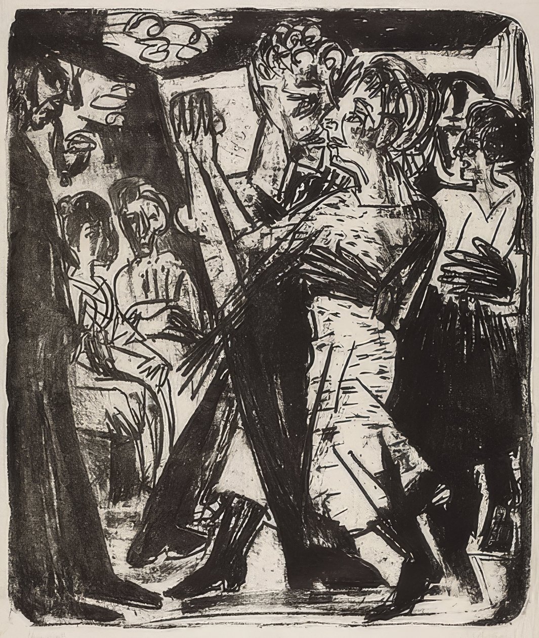 Tanssiva talonpoikapari. 1920 tekijältä Ernst Ludwig Kirchner