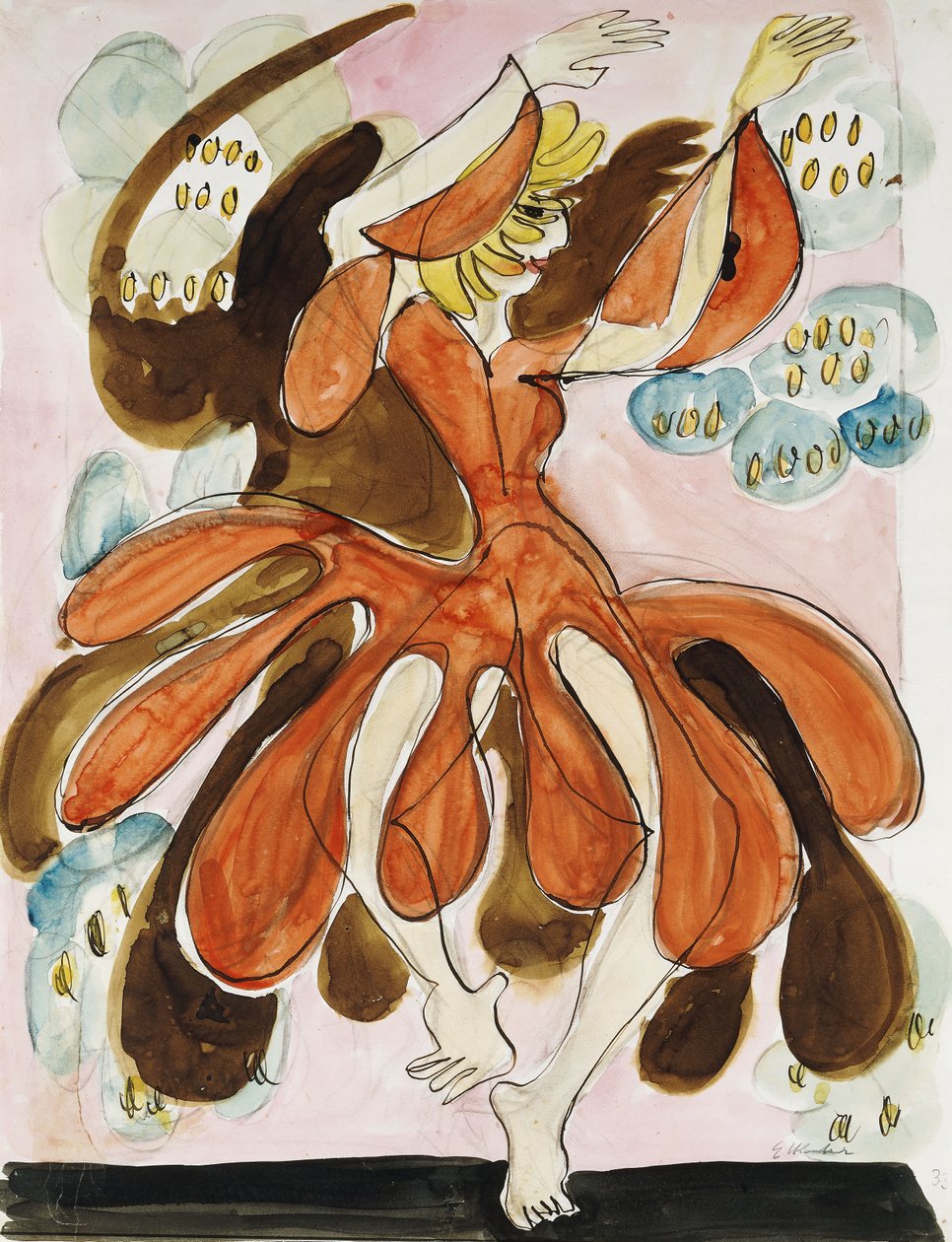 Tanssija Palucca; Die Tanzerin Palucca, n. 1930-31 tekijältä Ernst Ludwig Kirchner