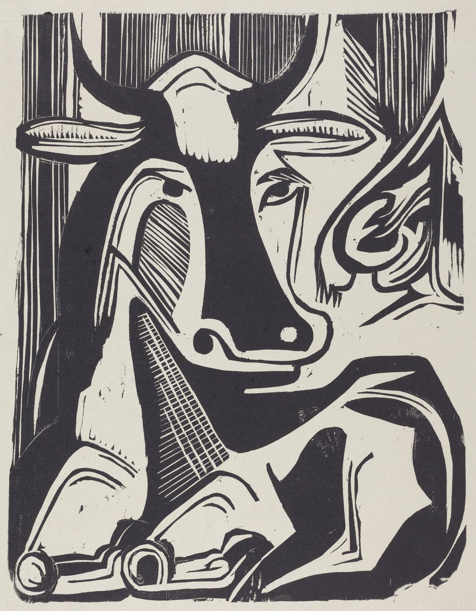 The Large Cow Lying Down (Iso makuulla oleva lehmä) tekijältä Ernst Ludwig Kirchner