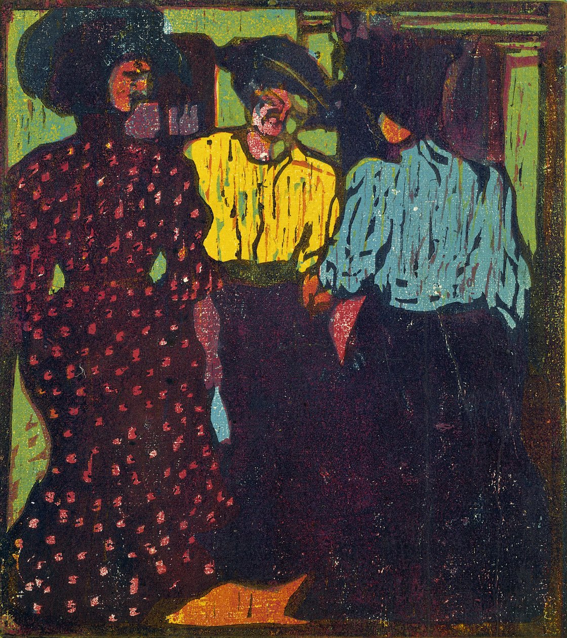 Kolme naista puhumassa, 1907 tekijältä Ernst Ludwig Kirchner