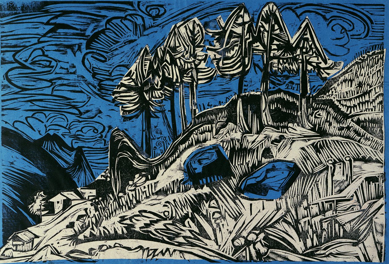 Puut vuoren rinteessä tekijältä Ernst Ludwig Kirchner