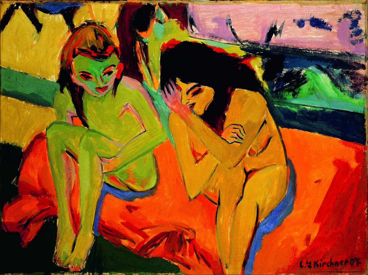 Kaksi tyttöä / Alastomat tytöt keskustelemassa tekijältä Ernst Ludwig Kirchner
