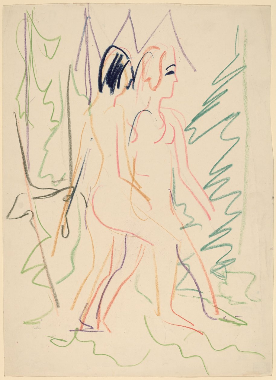Kaksi alastomia metsässä tekijältä Ernst Ludwig Kirchner