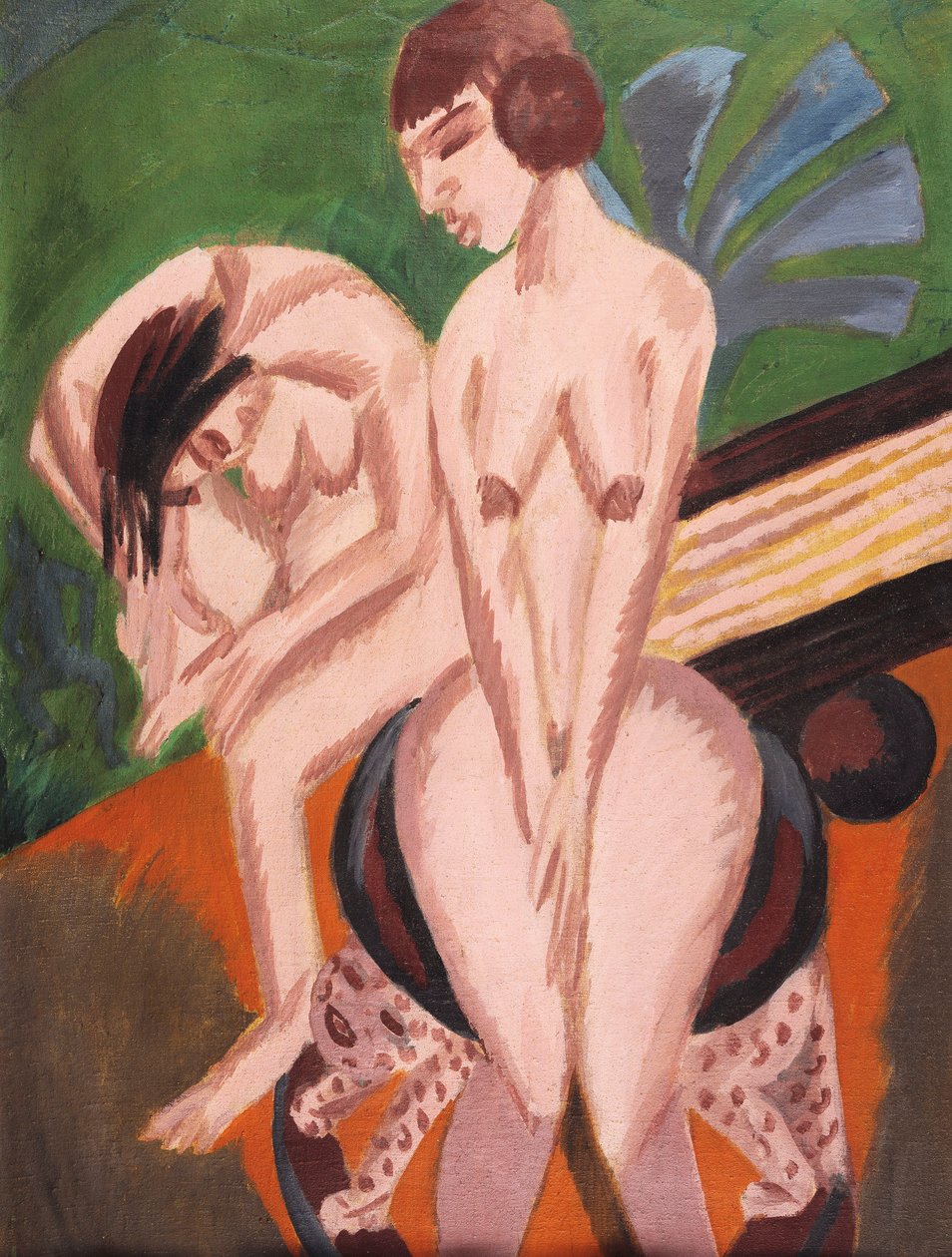 Kaksi alastonkuvaa huoneessa; Kaksi alastonkuvaa avaruudessa, 1914 tekijältä Ernst Ludwig Kirchner