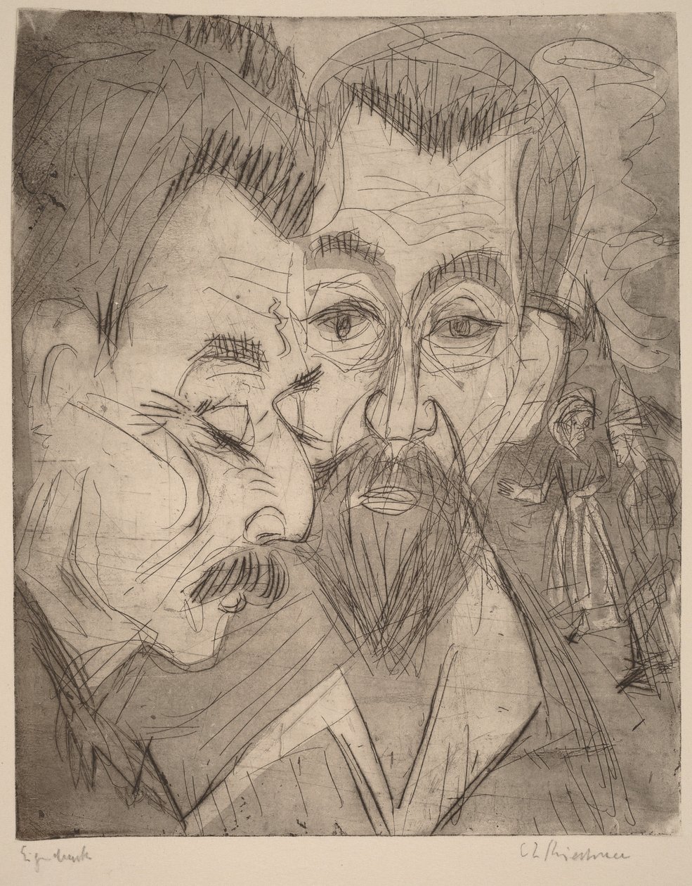 Kaksi talonpoikaispääkuvaa tekijältä Ernst Ludwig Kirchner