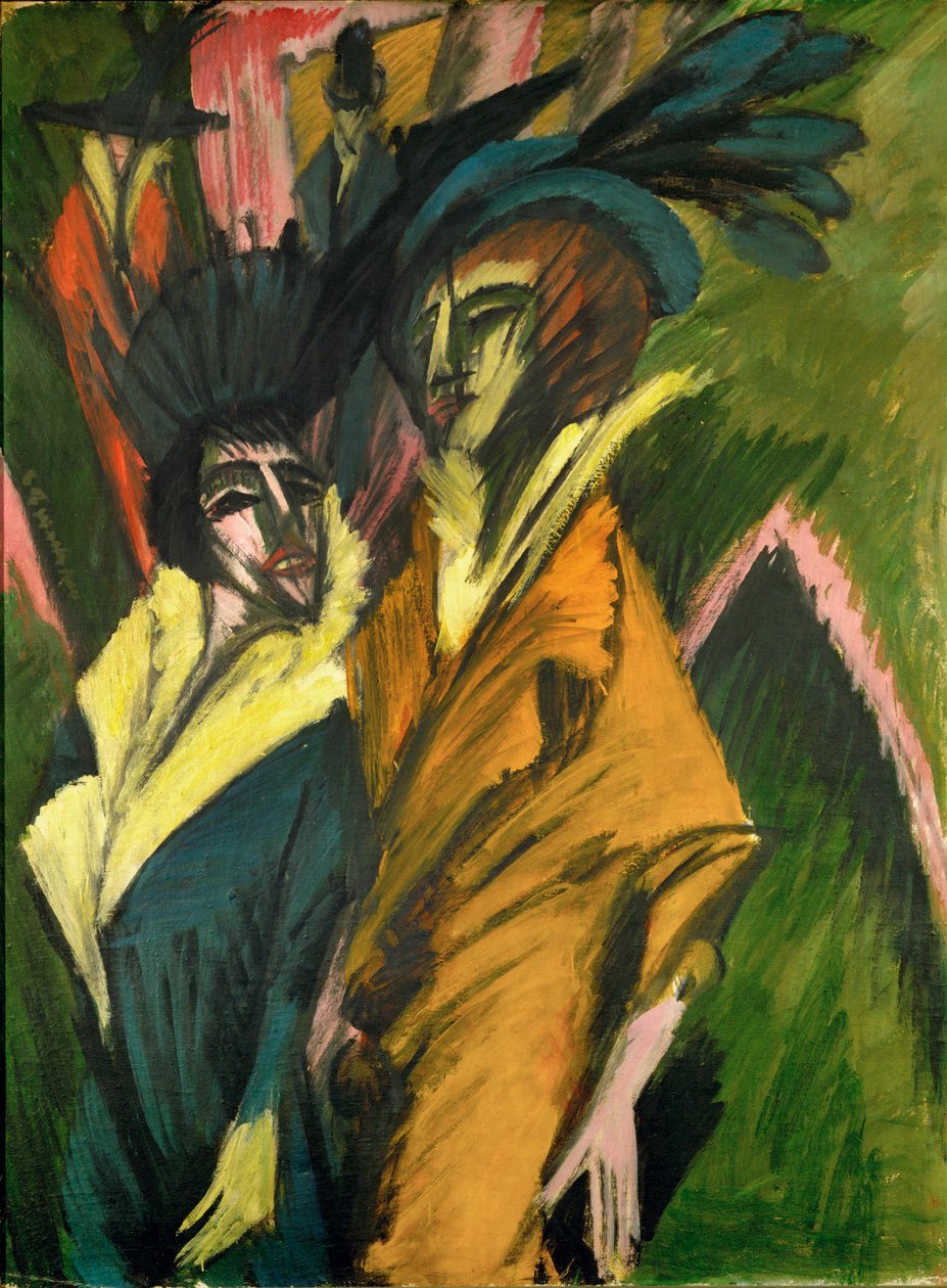 Kaksi naista (öljy kankaalle) tekijältä Ernst Ludwig Kirchner