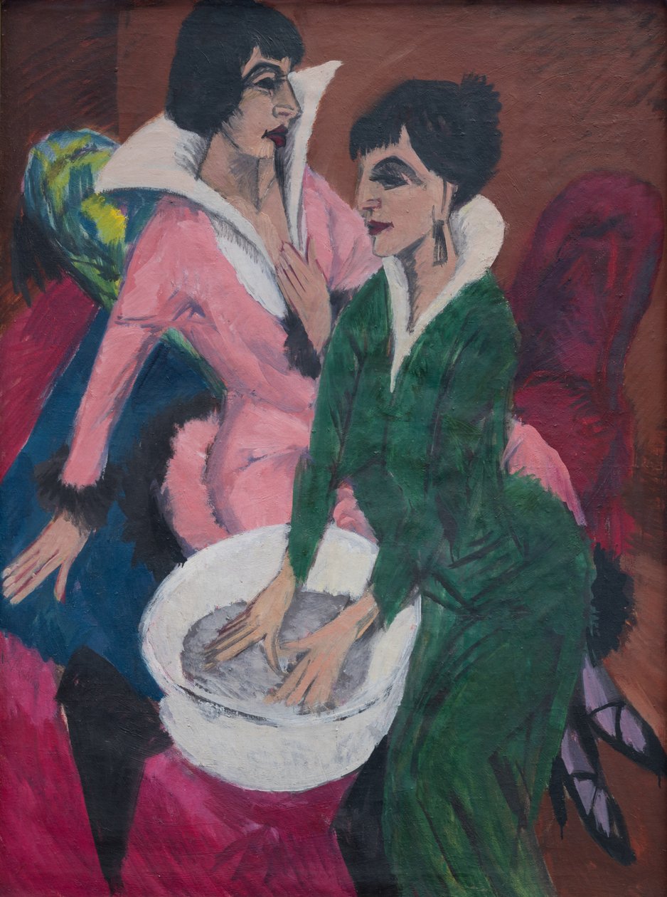 Kaksi naista pesuallas; Siskot tekijältä Ernst Ludwig Kirchner
