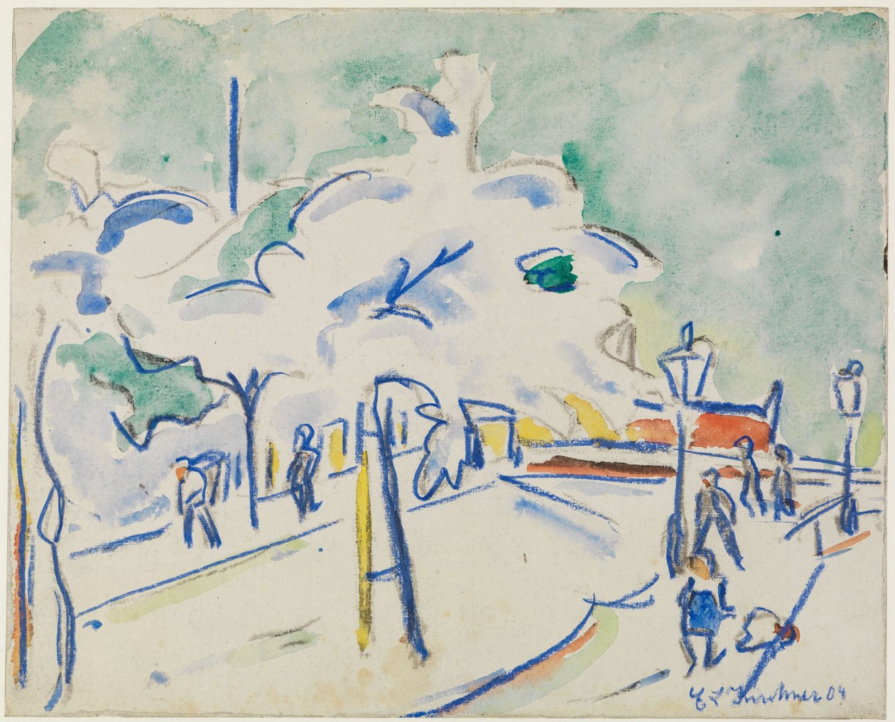 Rantakatu, jossa on puita (Dresden) tekijältä Ernst Ludwig Kirchner