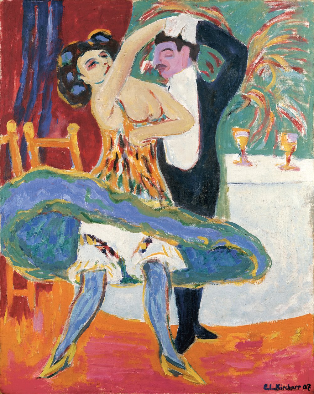 Vaudeville-teatteri (englantilainen tanssipari), noin 1909 (öljy kankaalle) tekijältä Ernst Ludwig Kirchner