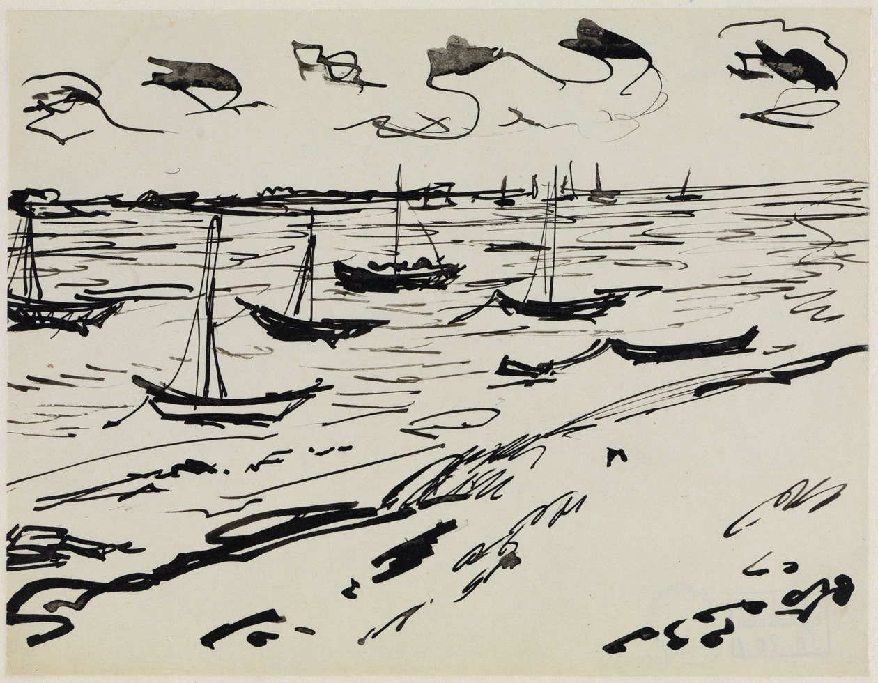 Ankkuroituja kalastusveneitä (Fehmarn) tekijältä Ernst Ludwig Kirchner