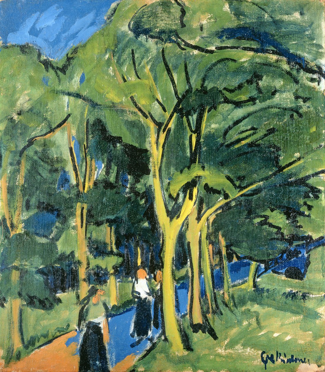 Waldstrasse, n. 1910 tekijältä Ernst Ludwig Kirchner