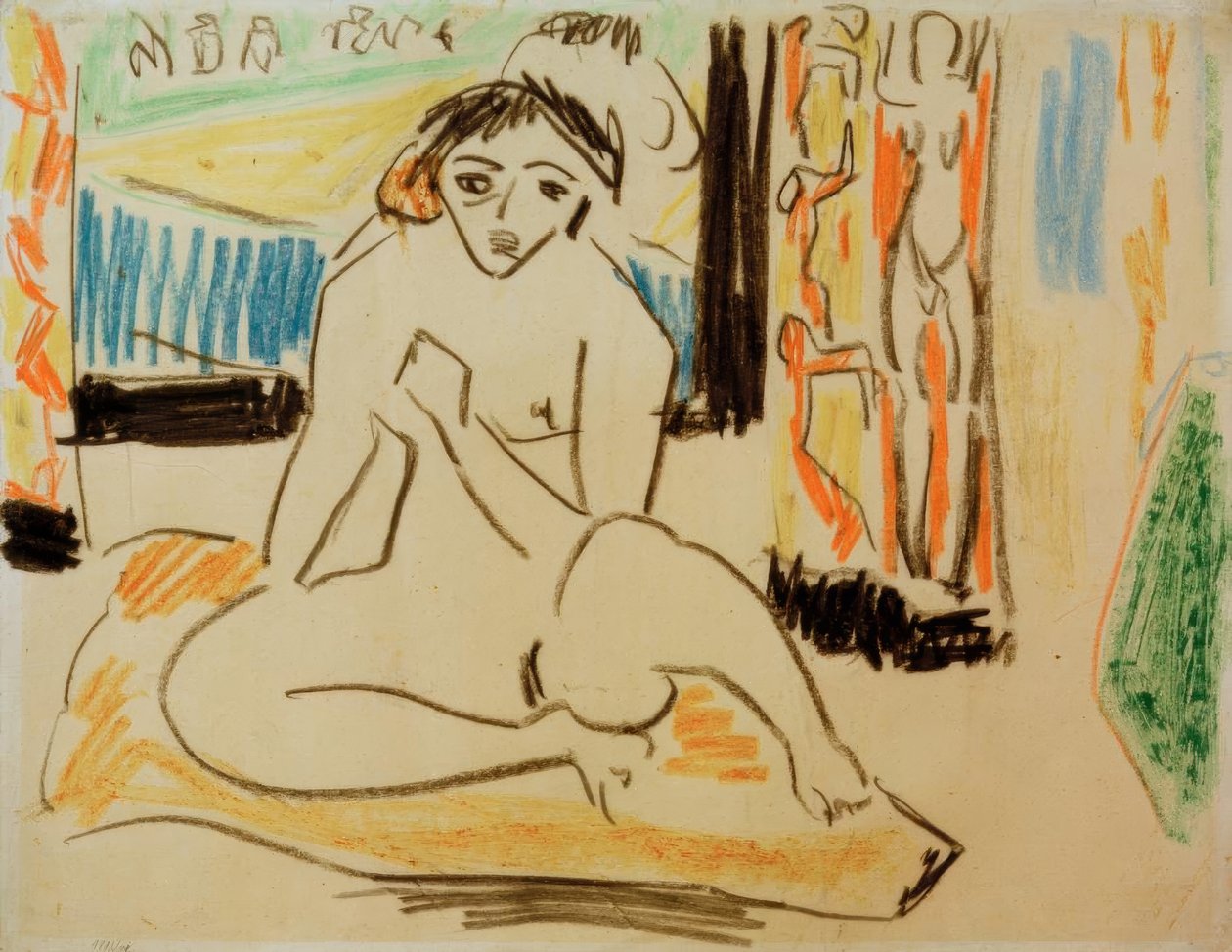 Nainen alaston peilissä tekijältä Ernst Ludwig Kirchner