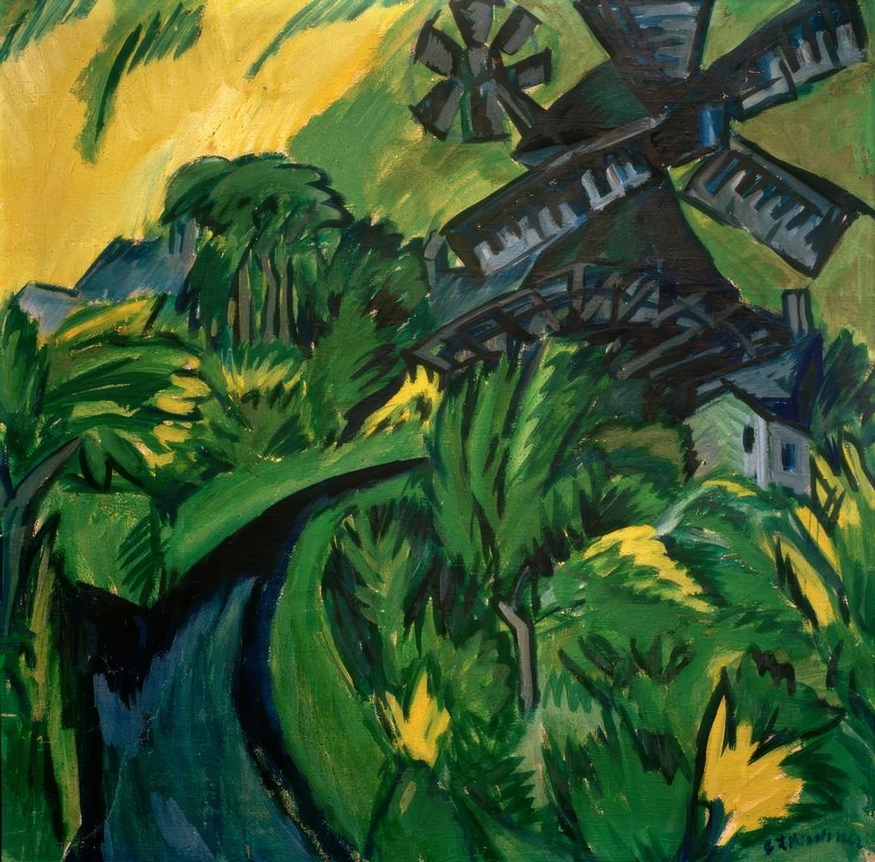 Tuulimylly Fehmarnissa tekijältä Ernst Ludwig Kirchner
