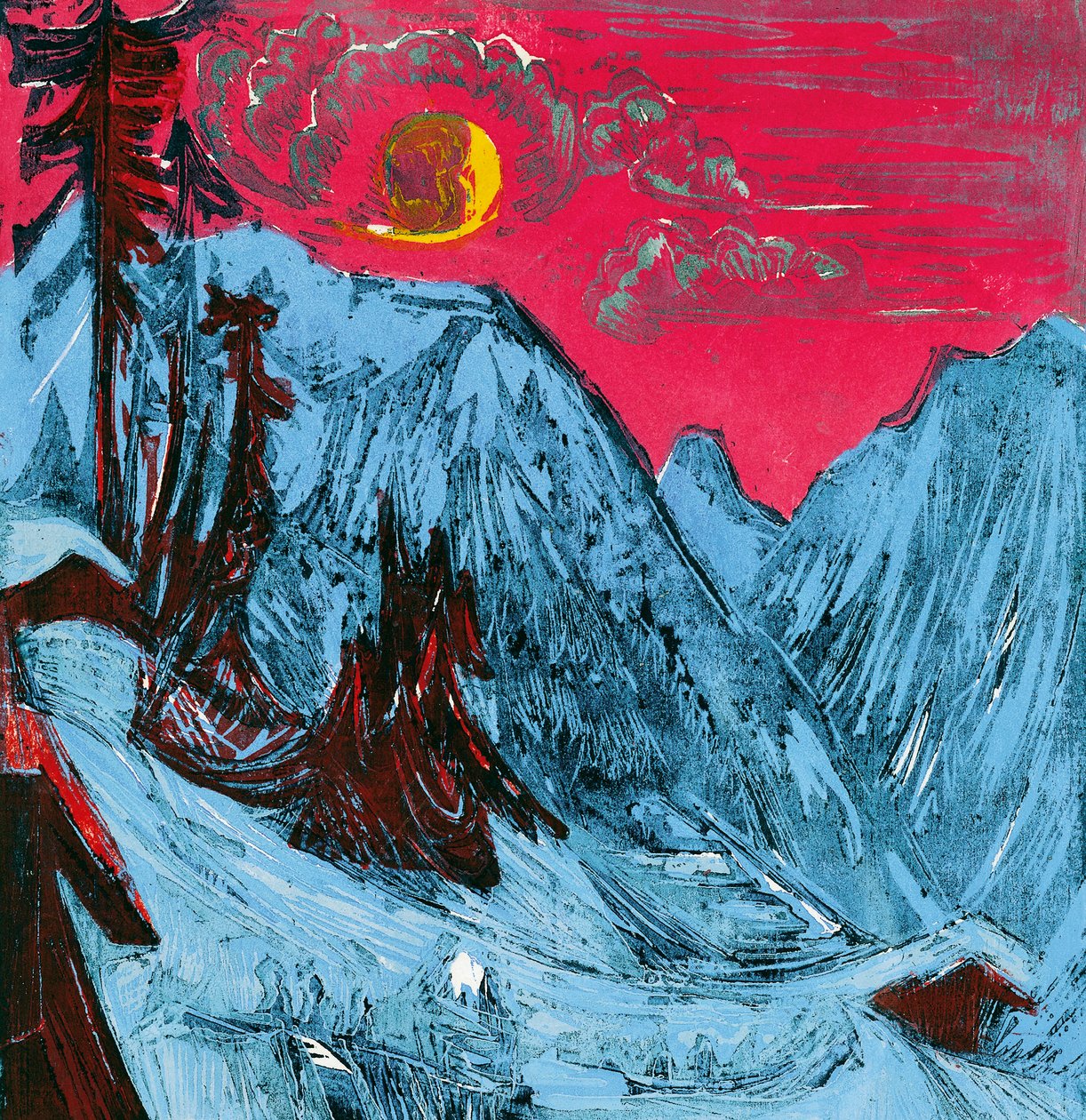 Talvinen kuutamo yö tekijältä Ernst Ludwig Kirchner