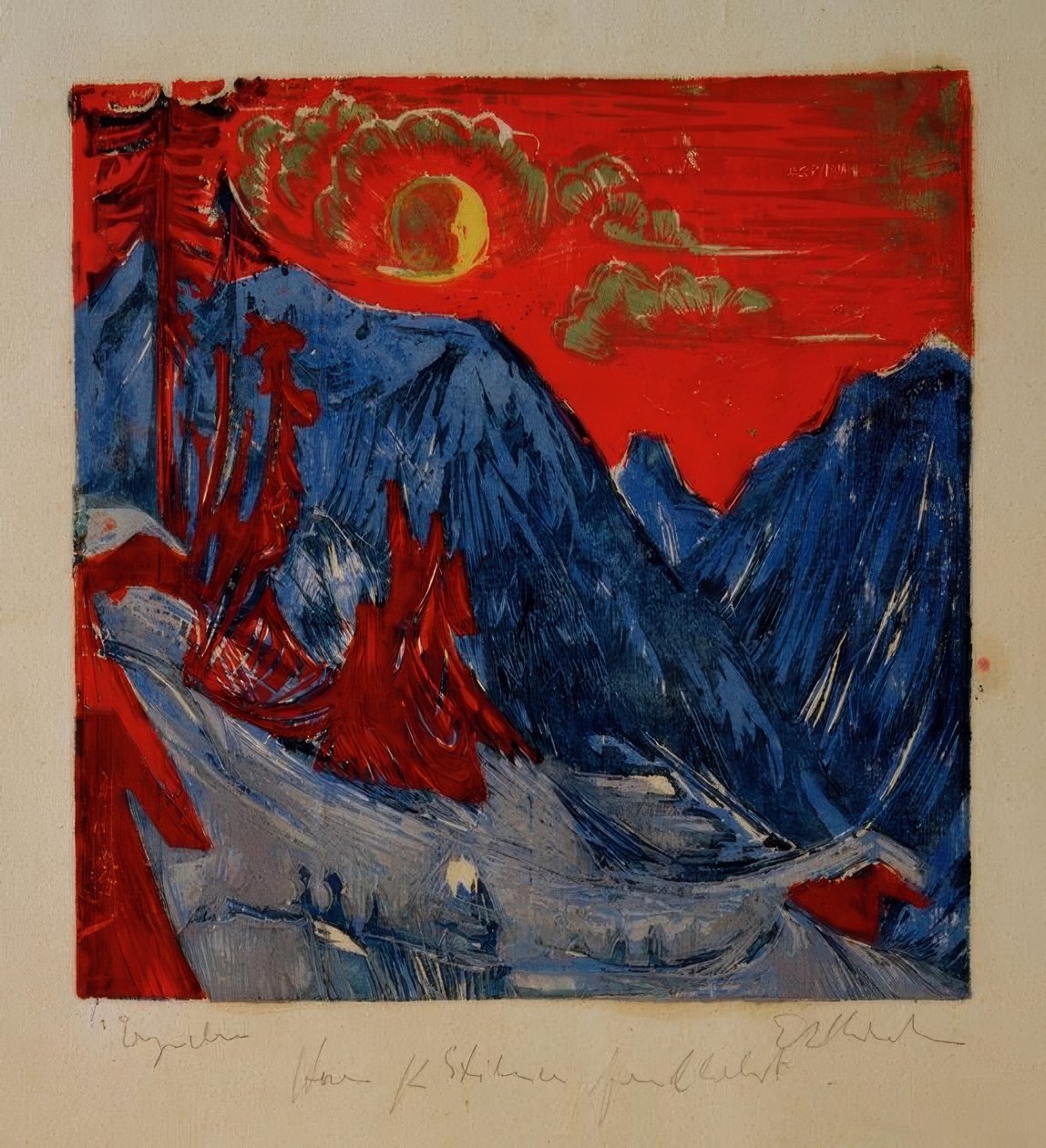 Wintermondnacht tekijältä Ernst Ludwig Kirchner
